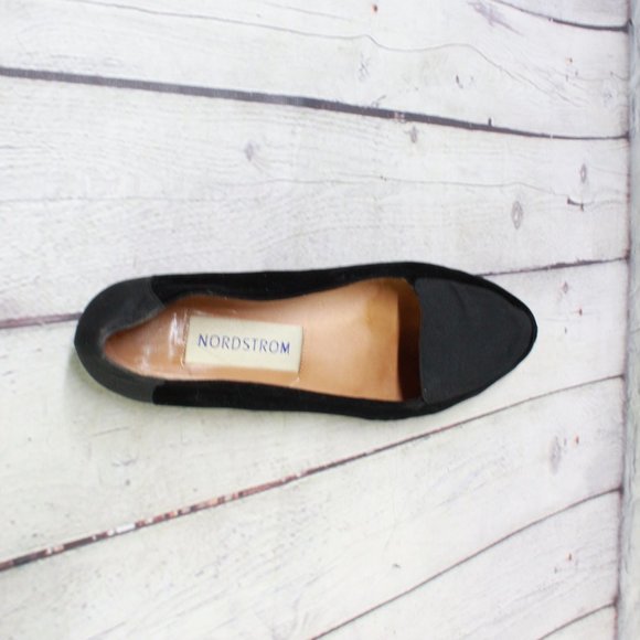 Nordstrom Black Leather Closed Toe Slip On Ballet Flat Shoes Size 9 - Picture 9 of 9